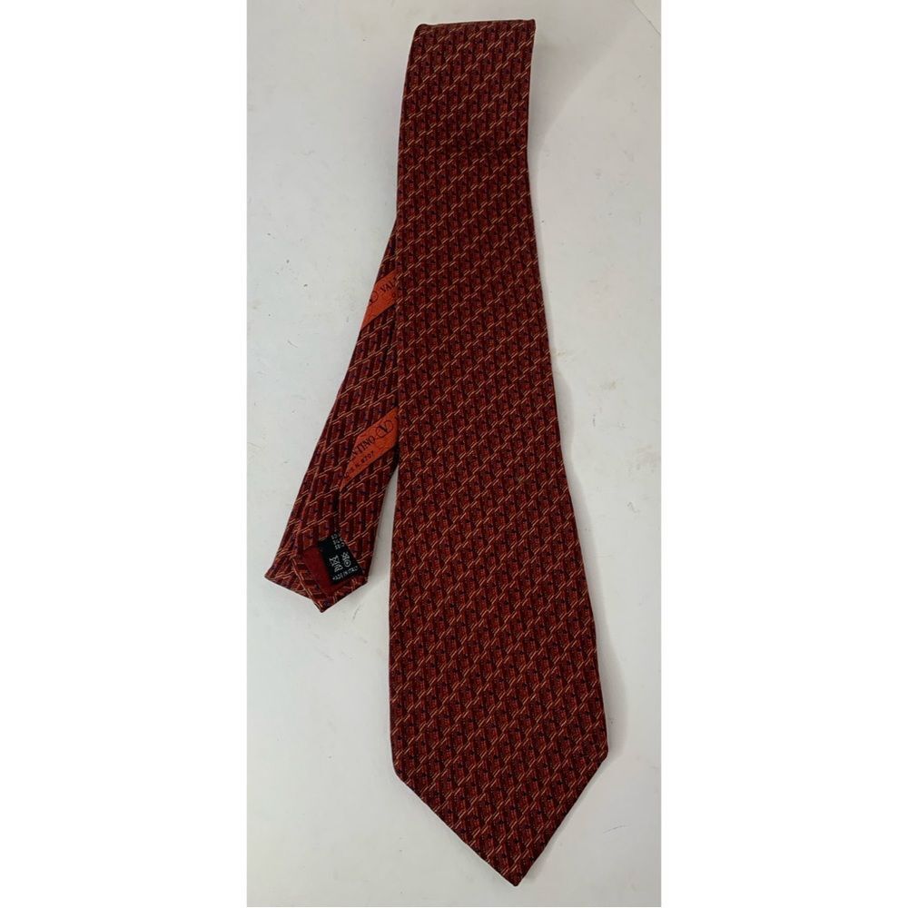 Vintage Valentino Cravatte rust/blue silk tie